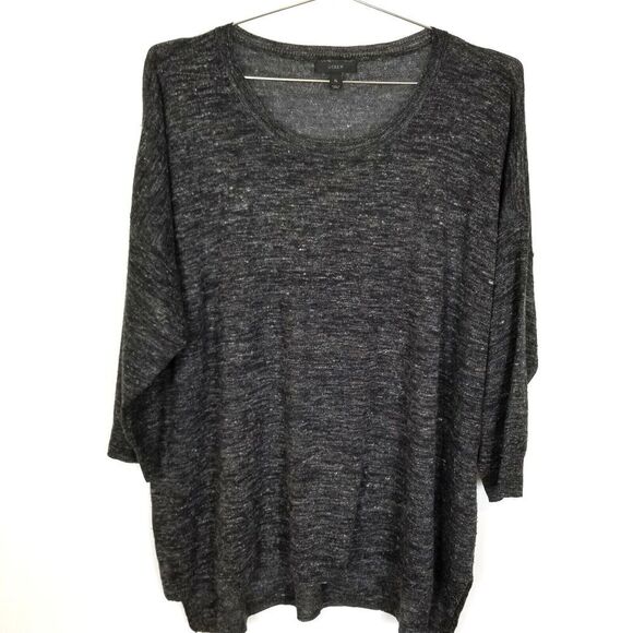J.Crew Women Wool Linen Pullover Sweater Size XL Marled Gray Crew Neck - Picture 1 of 4